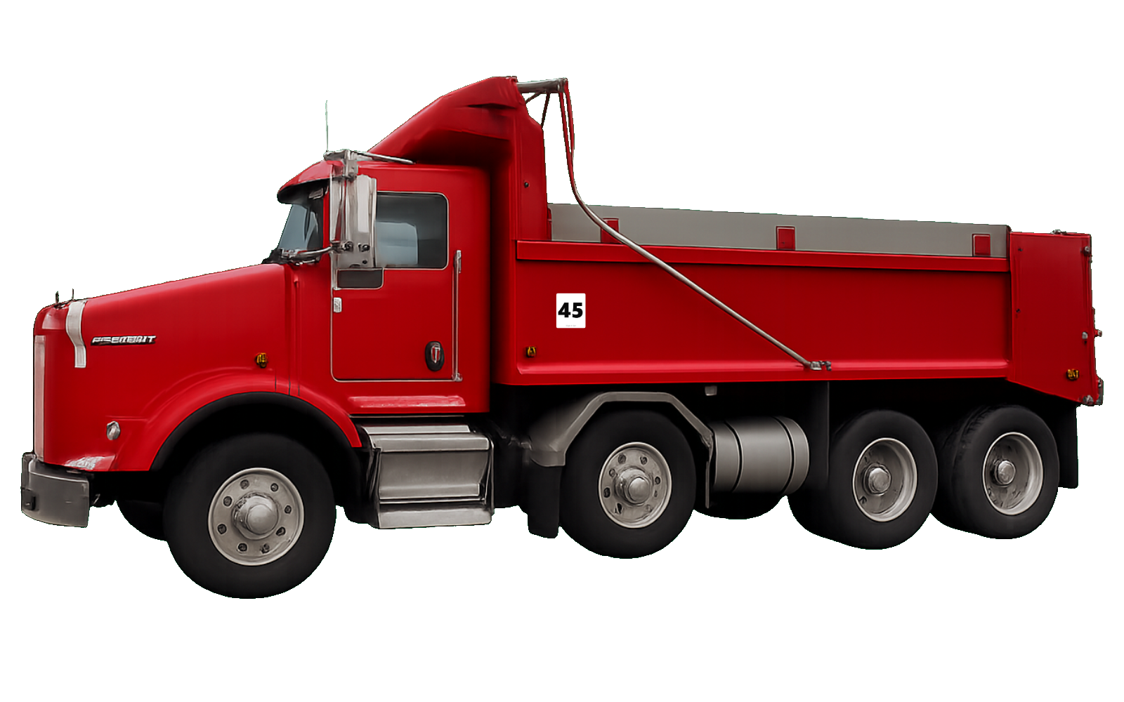 Camion de chantier : exemple d'emplacement du sticker sur la portière ou la benne